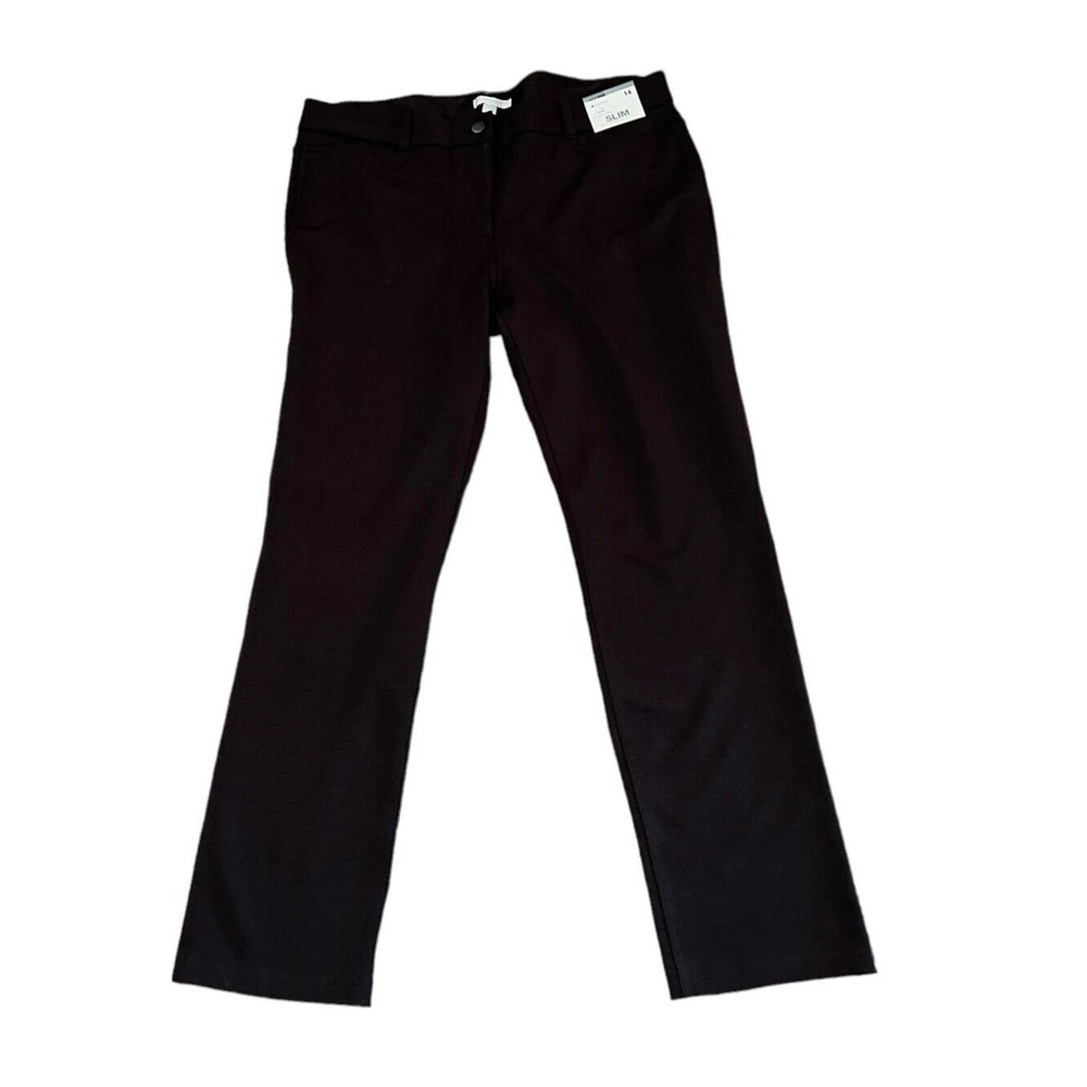 NWT New York Co. Black Straight Leg Size 14 Dress Pants City Knit Slim Career